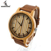 BOBO BIRD A20 Bamboo Wood Watch Men Dress Watches with Cow Leather Strap Quartz Analog Unisex Wooden Wristwatch For Unisex