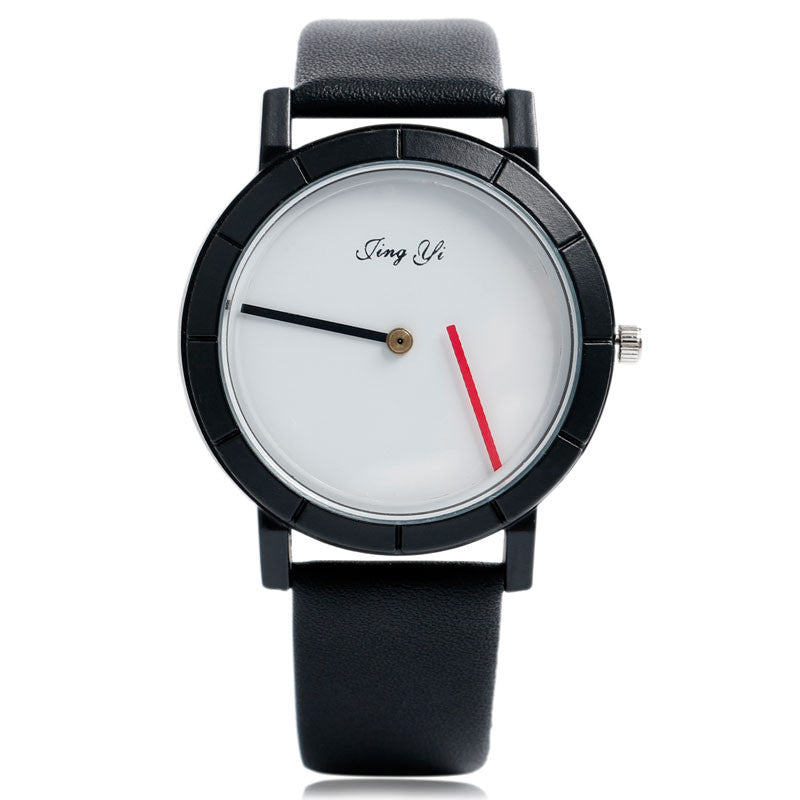 Cool Round Dial Leather Strap Wrist Watch Unique Fashion Hot Special Design White Dial Women Men Band Modern Creative Gift