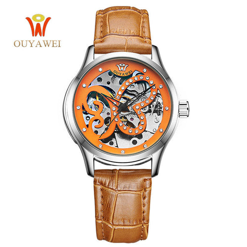 Luxury Brand Watch Women OUYAWEI Skeleton Automatic Mechanical Fashion Watches Montre Femme Watches