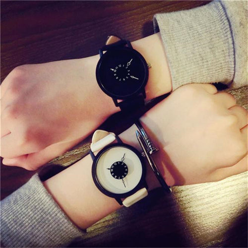 relogio masculino Unisex Fashion Watch Men Women Lovers Couple Watches PU Leather Quartz Wrist Watch Levert Dropship D1222