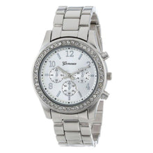 Willby Women Silver Geneva Faux Chronograph Classic Round Ladies Crystals Quart Wrist Watch 161213 Drop Shipping
