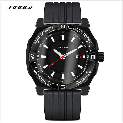 SINOBI Fashion Sports Watch Men Diver Silicone Strap Watch Top Brand Male Waterproof Quartz Watch Hour Clock reloj hombre 2016