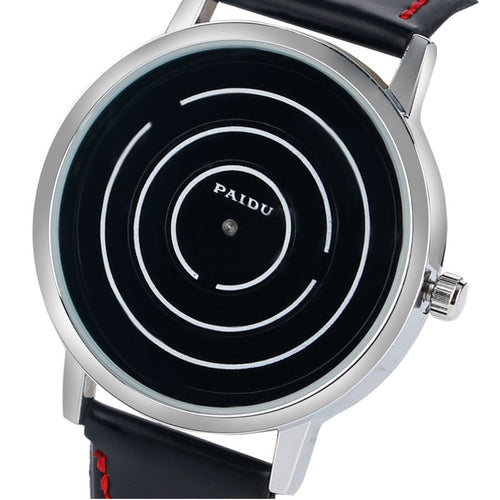 Casual Watch Men Simple Turntable Design Leather Band Strap Fashion Cool Stylish Quartz Wristwatches Unique Sport Relogio Clock