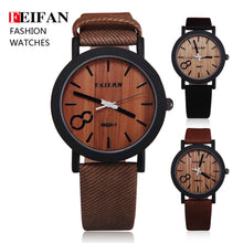 Feifan Unique Vogue Mens Quartz Watches Wooden Outdoor Sport Watches Popular Men Clock With Leather Strap Relojes Hombre 2016
