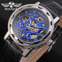Fashion WINNER Men Luxury Brand Roman Number Hand-wind Leather Watch Automatic Mechanical Wristwatches Gift Box Relogio Releges