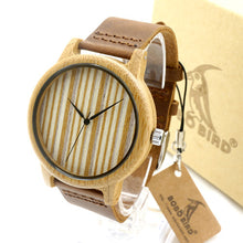 BOBO BIRD A20 Bamboo Wood Watch Men Dress Watches with Cow Leather Strap Quartz Analog Unisex Wooden Wristwatch For Unisex