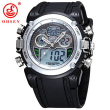 New OHSEN Waterproof Diver Military Wristwatch Mens Dual Time Sport Watch Alarm Date Week Chronograph Relogio Feminino Masculino