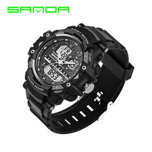 Men Quartz Watch SANDA Brand Men's Casual Multi-function Digital Sports Watches Dual Time Zone With Alarm Diver Wristwatches