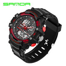 Men Quartz Watch SANDA Brand Men's Casual Multi-function Digital Sports Watches Dual Time Zone With Alarm Diver Wristwatches
