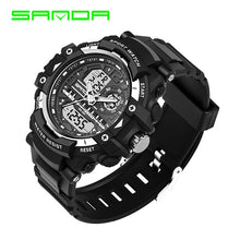 Men Quartz Watch SANDA Brand Men's Casual Multi-function Digital Sports Watches Dual Time Zone With Alarm Diver Wristwatches