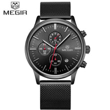 Top Luxury Brand MEGIR Men Waterproof Quartz Clock  Mens Watches Casual Mesh Belt Watch Luminous Hour For Male Relogio Masculino