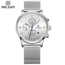Top Luxury Brand MEGIR Men Waterproof Quartz Clock  Mens Watches Casual Mesh Belt Watch Luminous Hour For Male Relogio Masculino