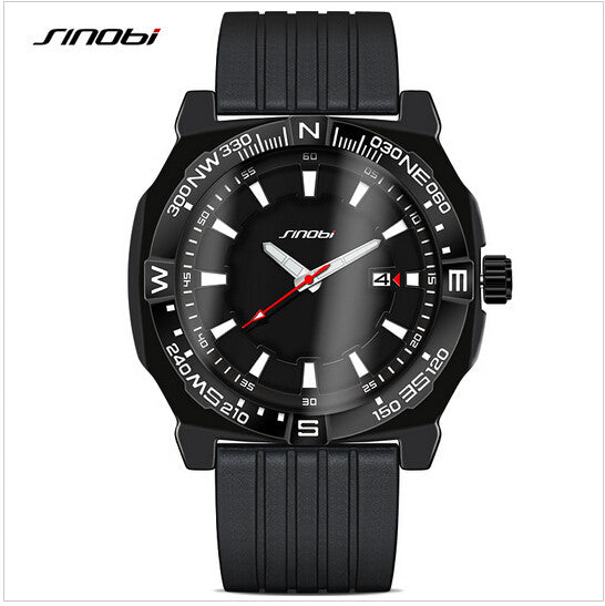 SINOBI Fashion Sports Watch Men Diver Silicone Strap Watch Top Brand Male Waterproof Quartz Watch Hour Clock reloj hombre 2016