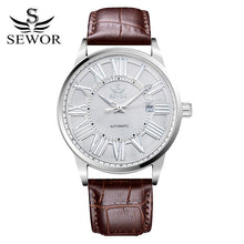 SEWOR 2017 Fashion Watch Men Luxury Gold Skeleton Steel Leather Mechanical Sport Watches Men Classic Automatic Watch For Men