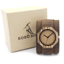 BOBO BIRD D02 Ebony Bamboo Wood Watch with Cow Leahter Strap Quartz Analog Unisex Wooden Men Wristwatch In Gift Box