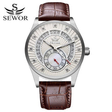 SEWOR Watches Men Brand 2017 Fashion Gold Luxury Man Automatic Mechanical Watch Sports Leather Business Clock Wathes