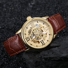 SEWOR 2017 Fashion Watch Men Luxury Gold Skeleton Steel Leather Mechanical Sport Watches Men Classic Automatic Watch For Men