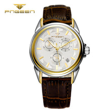FNGEEN 6603 Men Automatic waterproof Mechanical wristwatch Fashion leather three dials decorated Watch top quality famous clock
