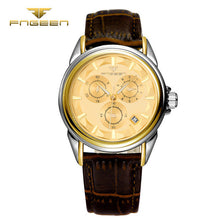 FNGEEN 6603 Men Automatic waterproof Mechanical wristwatch Fashion leather three dials decorated Watch top quality famous clock