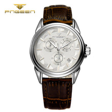 FNGEEN 6603 Men Automatic waterproof Mechanical wristwatch Fashion leather three dials decorated Watch top quality famous clock