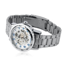 Roman Numerals Skeleton Men Military Business Clock Steel Automatic Mechanical Wrist Dress Luxury Sport Watch