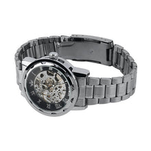 Roman Numerals Skeleton Men Military Business Clock Steel Automatic Mechanical Wrist Dress Luxury Sport Watch