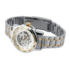 Roman Numerals Skeleton Men Military Business Clock Steel Automatic Mechanical Wrist Dress Luxury Sport Watch