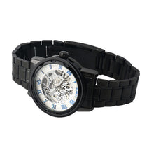 Roman Numerals Skeleton Men Military Business Clock Steel Automatic Mechanical Wrist Dress Luxury Sport Watch