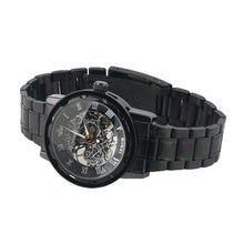 Roman Numerals Skeleton Men Military Business Clock Steel Automatic Mechanical Wrist Dress Luxury Sport Watch