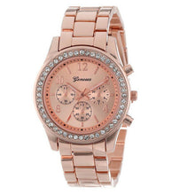 Hot Selling Faux Chronograph Quartz Plated Classic Round Ladies Women Crystals Watch Gift 1pcs Dec 28