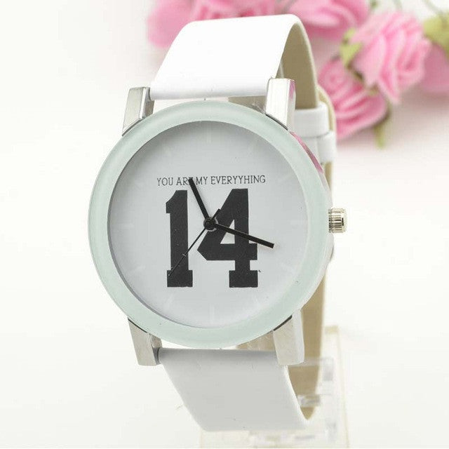 New Style Men Women Couple Lover Numeral Dial Faux Leather Strap Quartz Analog Wrist Watch   LXH