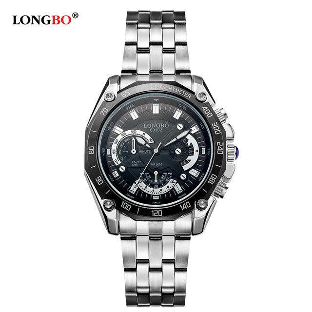 LONGBO Brand 2017 Men Watch Authentic Business Waterproof Diver Luminous Multi-Function Day-Date Quartz Wristwatches 80102