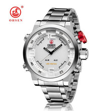 Original OHSEN Military Watches Men Sports Full Steel Quartz Watch Luxury Brand Waterproofed Diver Diving Watch Free Shipping
