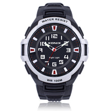 XONIX Brands Men Sports Watch Quartz Waterproof 100m Analog EL Back Light Big Dial Fashion Boy Sports Swim Diver Wristwatch Gift