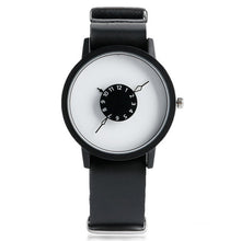 Unique Turntable PU Leather Strap Round Dial Quartz Wrist Watch Women Men Cool Brief Sport Band Casual Modern Simple Gift