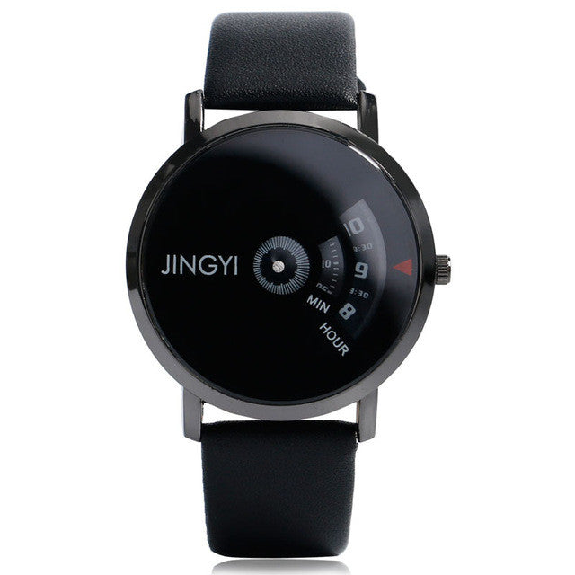 Unique Turntable Leather Band Strap Round Dial Quartz Wrist Watch Women Men Bracelet Cool Trendy Casual Modern Fashion Gift