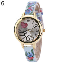 and  Women Sweet Heart Watches Large Arabic Numerals Floral Strap Quartz Wrist Watch